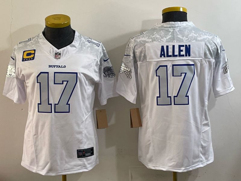 Women 2025 Buffalo Bills #17 Allen white 5th generation Throwback Nike Limited NFL Jersey style 002->women nfl jersey->Women Jersey